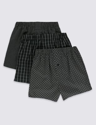 3 Pack Pure Cotton Easy to Iron Grid Checked Boxers